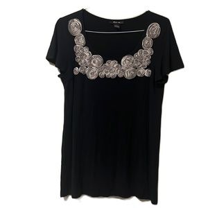 Women’s STYLE & CO. Cap Sleeves, Scoop Neck Top, Black/Beige, Large